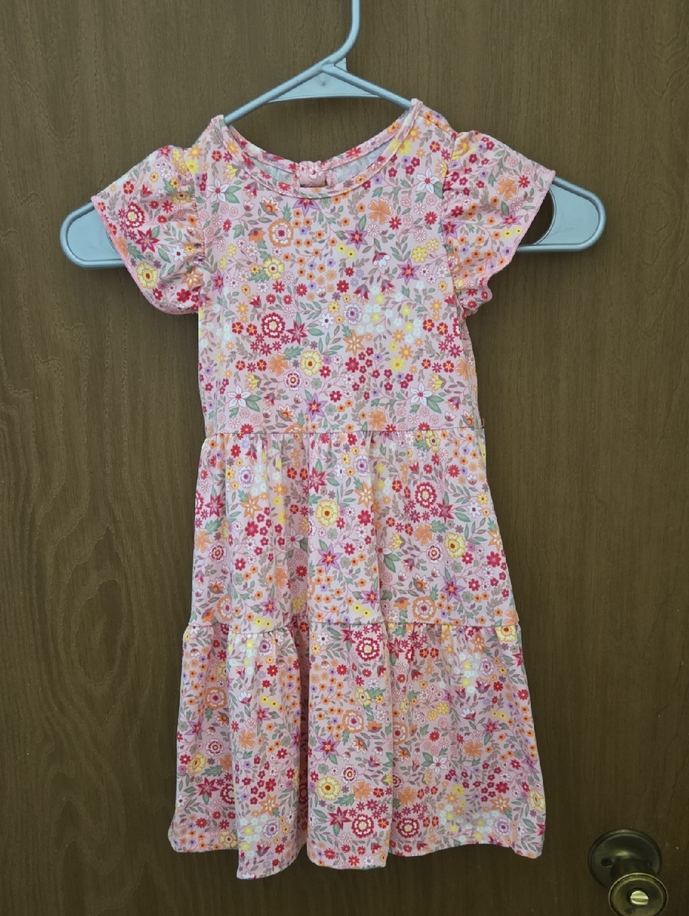 Pink Floral Tiered Girls' Dress